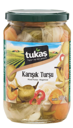 Tukaş Karışık Turşu 680 GR*12 toptan fiyat